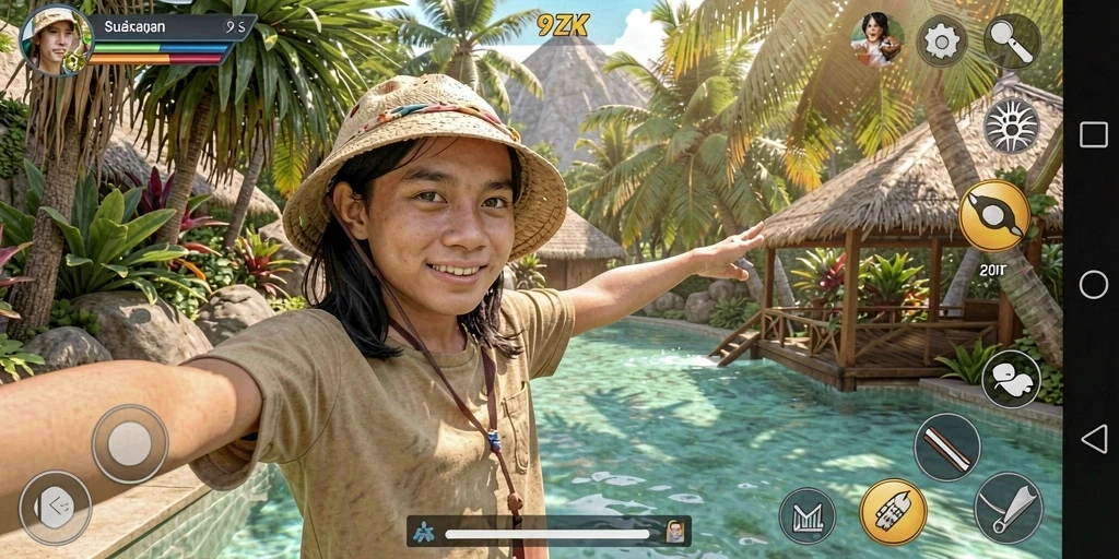 Tangkapan layar 9ZK menampilkan karakter lucu dalam gameplay santai.