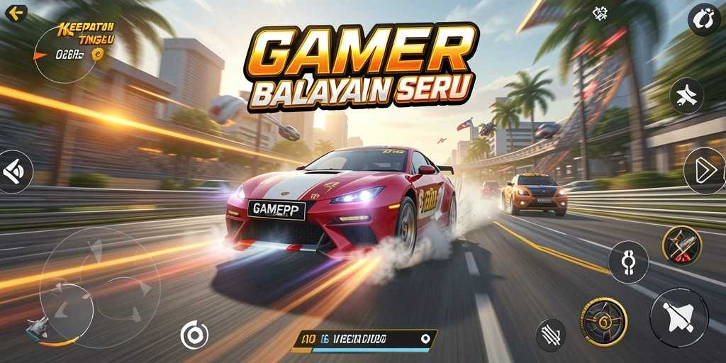 Gameplay seru dan mendebarkan dalam balapan GAMERP.