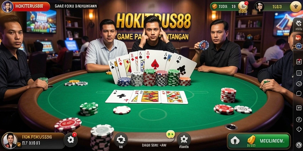 Tangkapan layar utama HOKITERUS88 menampilkan aksi seru dalam permainan Poker.