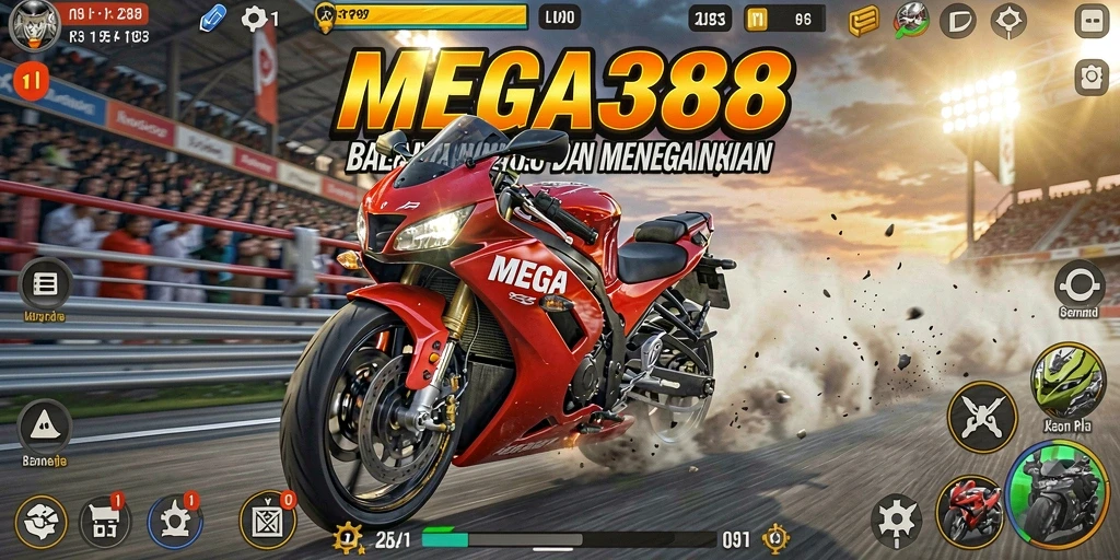 Gameplay seru balapan motor di MEGA388.