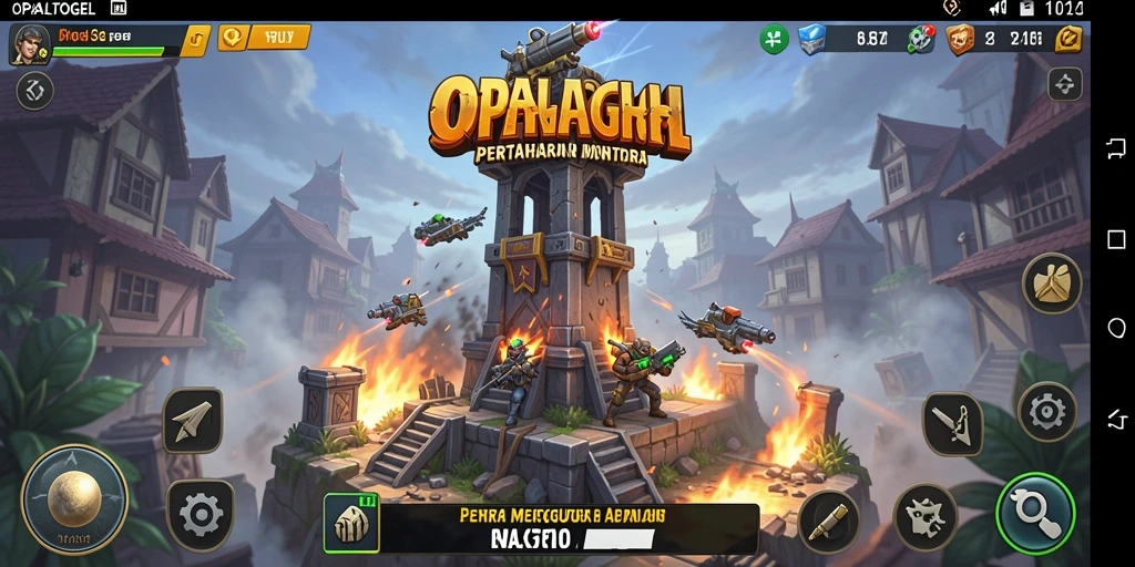 Screenshot gameplay OPALTOGEL menampilkan strategi Tower Defense yang menegangkan.
