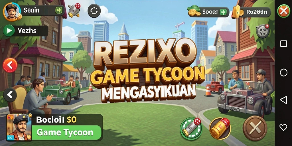 Screenshot gameplay REZIXO yang menunjukkan manajemen bisnis yang seru.
