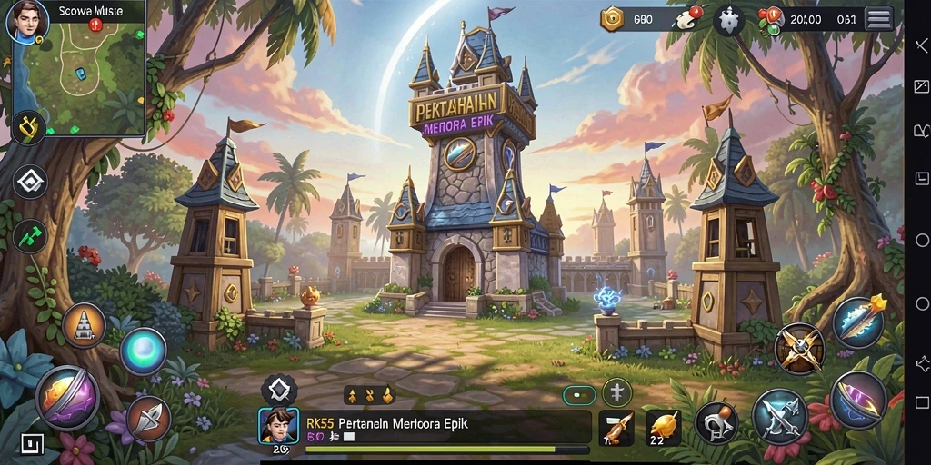 Tampilan gameplay menara dengan aksi seru dan strategis.