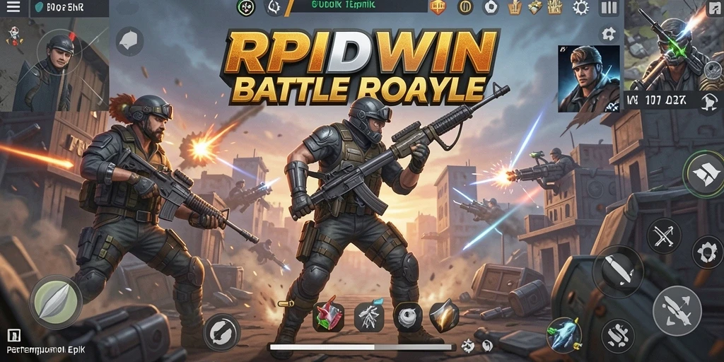 Screenshot menunjukkan aksi seru dalam gameplay Battle Royale.
