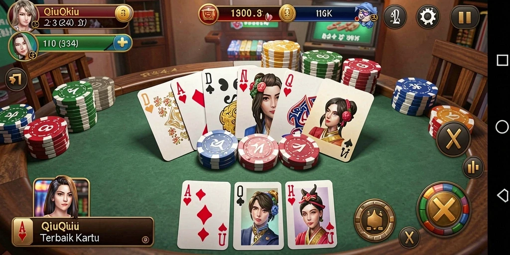 Tampilan gameplay menarik dari RR44 yang menunjukkan aksi QiuQiu.