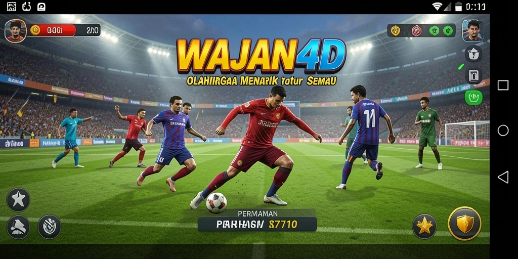 Screenshot gameplay WAJAN4D menampilkan aksi seru olahraga di perangkat mobile.